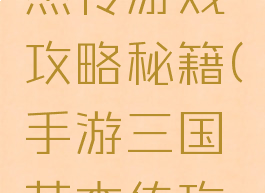 三国戏英杰传游戏攻略秘籍(手游三国英杰传攻略)