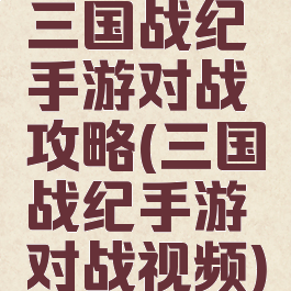 三国战纪手游对战攻略(三国战纪手游对战视频)