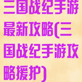三国战纪手游最新攻略(三国战纪手游攻略援护)