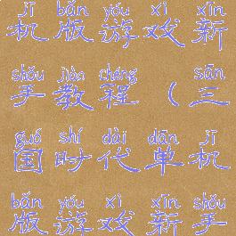 三国时代单机版游戏新手教程(三国时代单机版游戏新手教程攻略)