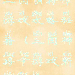 三国萌将传游戏攻略秘籍(三国神将令游戏新手攻略)