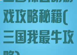 三国辣么萌游戏攻略秘籍(三国我最牛攻略)