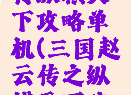 三国赵云传纵横天下攻略单机(三国赵云传之纵横天下攻略视频)