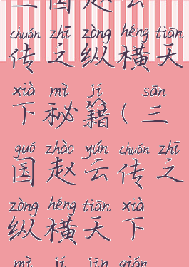 三国赵云传之纵横天下秘籍(三国赵云传之纵横天下秘籍金钱)