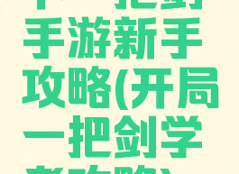 下一把剑手游新手攻略(开局一把剑学者攻略)