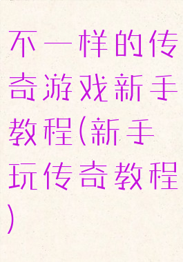 不一样的传奇游戏新手教程(新手玩传奇教程)