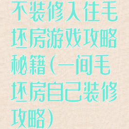 不装修入住毛坯房游戏攻略秘籍(一间毛坯房自己装修攻略)