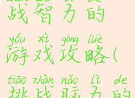 世界上挑战智力的游戏攻略(挑战脑力的游戏)