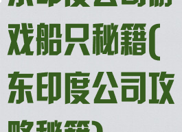 东印度公司游戏船只秘籍(东印度公司攻略秘籍)