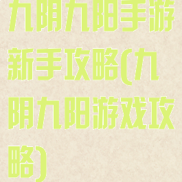 九阴九阳手游新手攻略(九阴九阳游戏攻略)