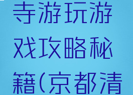 京都清水寺游玩游戏攻略秘籍(京都清水寺门票)