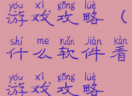 什么软件看游戏攻略(什么软件看游戏攻略最好)