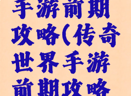 传奇世界手游前期攻略(传奇世界手游前期攻略大全)