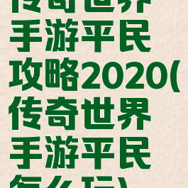 传奇世界手游平民攻略2020(传奇世界手游平民怎么玩)