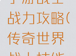 传奇世界手游战士战力攻略(传奇世界战士技能大全)