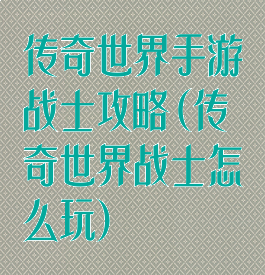 传奇世界手游战士攻略(传奇世界战士怎么玩)