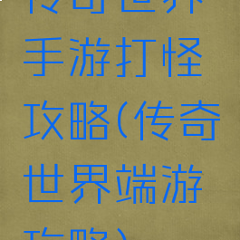 传奇世界手游打怪攻略(传奇世界端游攻略)