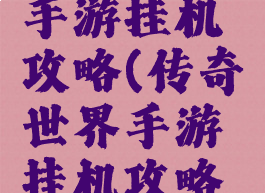 传奇世界手游挂机攻略(传奇世界手游挂机攻略图)