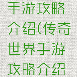 传奇世界手游攻略介绍(传奇世界手游攻略介绍大全)