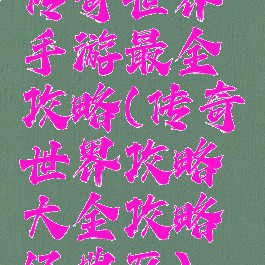 传奇世界手游最全攻略(传奇世界攻略大全攻略经典区)