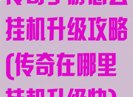 传奇手游怎么挂机升级攻略(传奇在哪里挂机升级快)