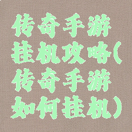 传奇手游挂机攻略(传奇手游如何挂机)