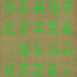 传奇新传手游新手攻略(传奇游戏新手攻略)
