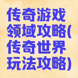 传奇游戏领域攻略(传奇世界玩法攻略)