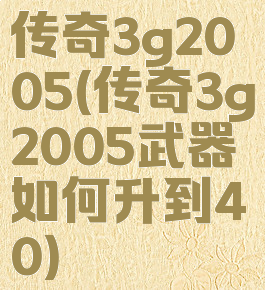 传奇3g2005(传奇3g2005武器如何升到40)