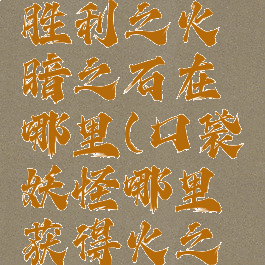 口袋妖怪胜利之火暗之石在哪里(口袋妖怪哪里获得火之石)