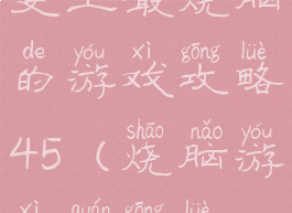 史上最烧脑的游戏攻略45(烧脑游戏全攻略)