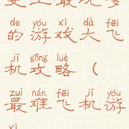 史上最坑爹的游戏大飞机攻略(最难飞机游戏)