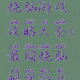史上最囧烧脑游戏攻略大全(最囧烧脑解密游戏攻略)