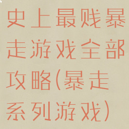 史上最贱暴走游戏全部攻略(暴走系列游戏)