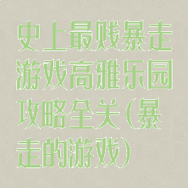 史上最贱暴走游戏高雅乐园攻略全关(暴走的游戏)