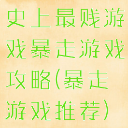 史上最贱游戏暴走游戏攻略(暴走游戏推荐)