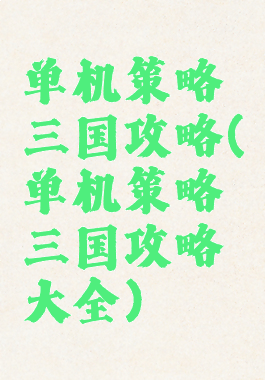 单机策略三国攻略(单机策略三国攻略大全)