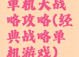 单机大战略攻略(经典战略单机游戏)