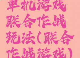 单机游戏联合作战玩法(联合作战游戏)