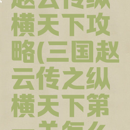 单机游戏赵云传纵横天下攻略(三国赵云传之纵横天下第一关怎么过)