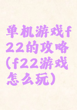 单机游戏f22的攻略(f22游戏怎么玩)