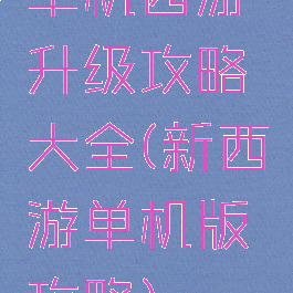 单机西游升级攻略大全(新西游单机版攻略)