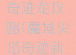 单机魔域奇迹龙攻略(魔域尖塔奇迹新手攻略)