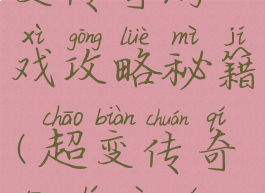 单职业超变传奇游戏攻略秘籍(超变传奇单职业全技能)