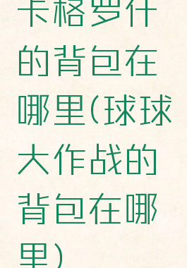 卡格罗什的背包在哪里(球球大作战的背包在哪里)
