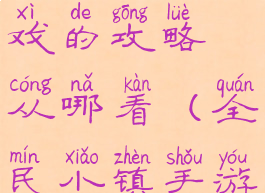 全民小镇游戏的攻略从哪看(全民小镇手游)