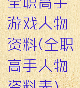 全职高手游戏人物资料(全职高手人物资料表)