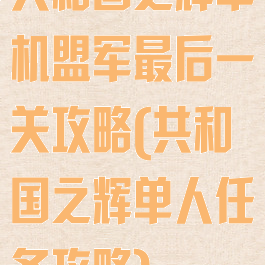 共和国之辉单机盟军最后一关攻略(共和国之辉单人任务攻略)