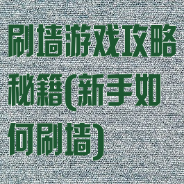 刷墙游戏攻略秘籍(新手如何刷墙)