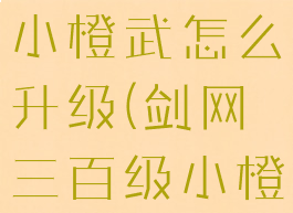 剑网三缘起小橙武怎么升级(剑网三百级小橙武怎么做)